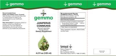 Photo of the UNDA Gemmo Juniperus Communis label