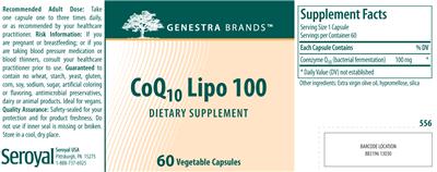 Photo of the Genestra Brands CoQ10 Lipo 100 label