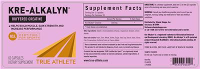 Photo of the True Athlete Kre-Alkalyn label