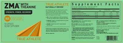Photo of the True Athlete ZMA With Theanine label