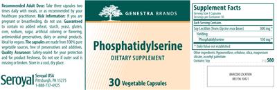 Photo of the Genestra Brands Phosphatidylserine label