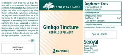 Photo of the Genestra Brands Ginkgo Tincture label