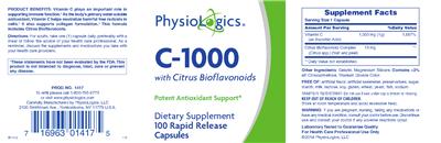 Photo of the PhysioLogics C-1000 with Citrus Bioflavonoids label