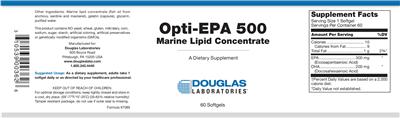 Photo of the Douglas Laboratories Opti-EPA 500 Marine Lipid Concentrate label