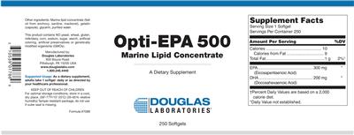 Photo of the Douglas Laboratories Opti-EPA 500 Marine Lipid Concentrate label