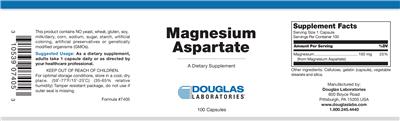 Photo of the Douglas Laboratories Magnesium Aspartate label