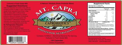 Photo of the Mt. Capra Caprobiotics Advanced label