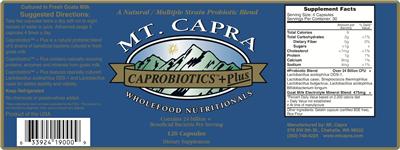 Photo of the Mt. Capra Caprobiotics Plus+ label