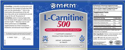 Photo of the MRM L-Carnitine 500 label