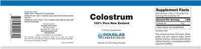 Photo of the Douglas Laboratories Colostrum label