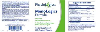 Photo of the PhysioLogics MenoLogics Formula label