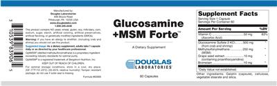 Photo of the Douglas Laboratories Glucosamine +MSM Forte label