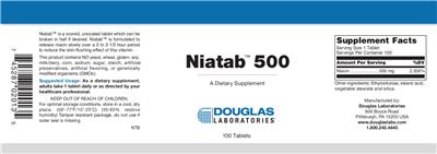 Photo of the Douglas Laboratories Niatab 500 label