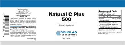 Photo of the Douglas Laboratories Natural C Plus 500 label