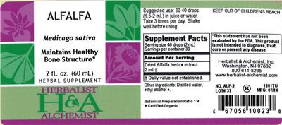 Photo of the Herbalist & Alchemist Alfalfa label