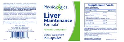 Photo of the PhysioLogics Liver Maintenance Formula label