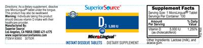 Photo of the Superior Source D3 5,000 IU label