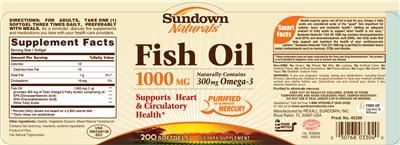 Photo of the Sundown Naturals Fish Oil 1000 mg label
