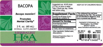 Photo of the Herbalist & Alchemist Bacopa label