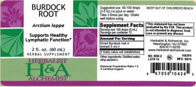 Photo of the Herbalist & Alchemist Burdock Root label