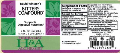 Photo of the Herbalist & Alchemist David Winston's Bitters Compound label
