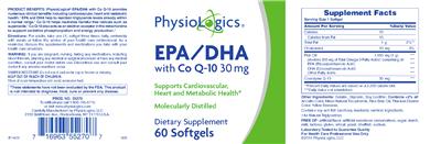 Photo of the PhysioLogics EPA/DHA with Co Q-10 30 mg label
