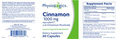 Photo of the PhysioLogics Cinnamon label