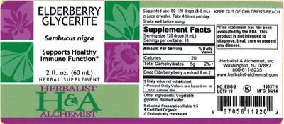 Photo of the Herbalist & Alchemist Elderberry Glycerite label