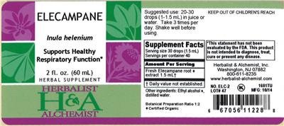 Photo of the Herbalist & Alchemist Elecampane label