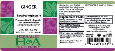 Photo of the Herbalist & Alchemist Ginger label