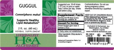 Photo of the Herbalist & Alchemist Guggul label