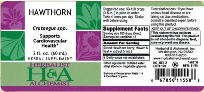 Photo of the Herbalist & Alchemist Hawthorn label