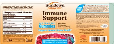 Photo of the Sundown Naturals Immune Support label