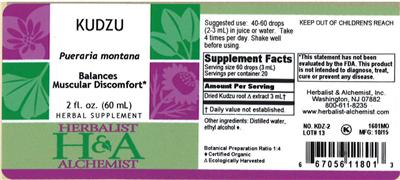 Photo of the Herbalist & Alchemist Kudzu label