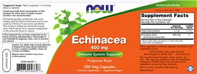 Photo of the NOW Echinacea 400 mg label
