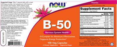 Photo of the NOW B-50 label