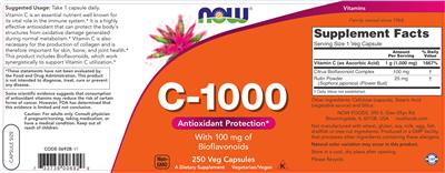 Photo of the NOW C-1000 With 100 mg Of Bioflavonoids label