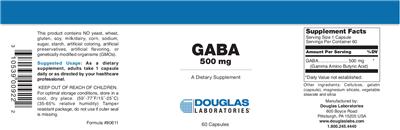 Photo of the Douglas Laboratories GABA 500 mg label