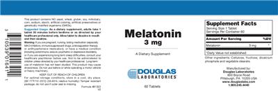 Photo of the Douglas Laboratories Melatonin 3 mg label
