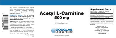 Photo of the Douglas Laboratories Acetyl L-Carnitine 500 mg label