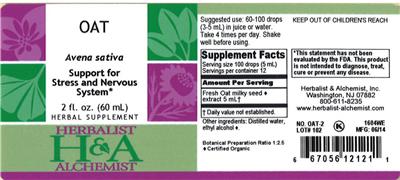 Photo of the Herbalist & Alchemist Oat label