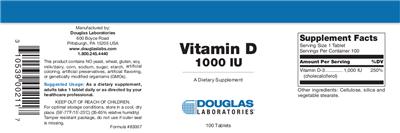 Photo of the Douglas Laboratories Vitamin D 1000 IU label