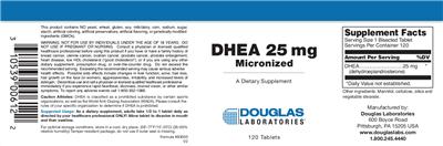 Photo of the Douglas Laboratories DHEA 25 mg Micronized label