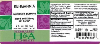 Photo of the Herbalist & Alchemist Rehmannia label