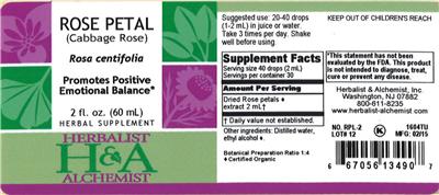Photo of the Herbalist & Alchemist Rose Petal label