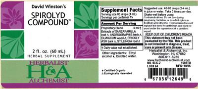 Photo of the Herbalist & Alchemist David Winston's Spirolyd Compound label