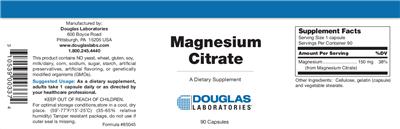 Photo of the Douglas Laboratories Magnesium Citrate label