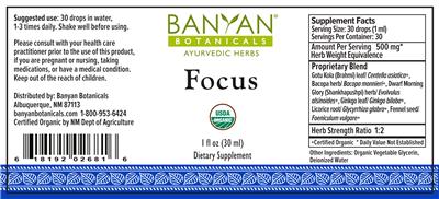 Photo of the Banyan Botanicals Focus label
