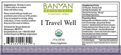 Photo of the Banyan Botanicals I Travel Well label
