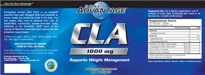 Photo of the Pure Advantage CLA 1000 mg label